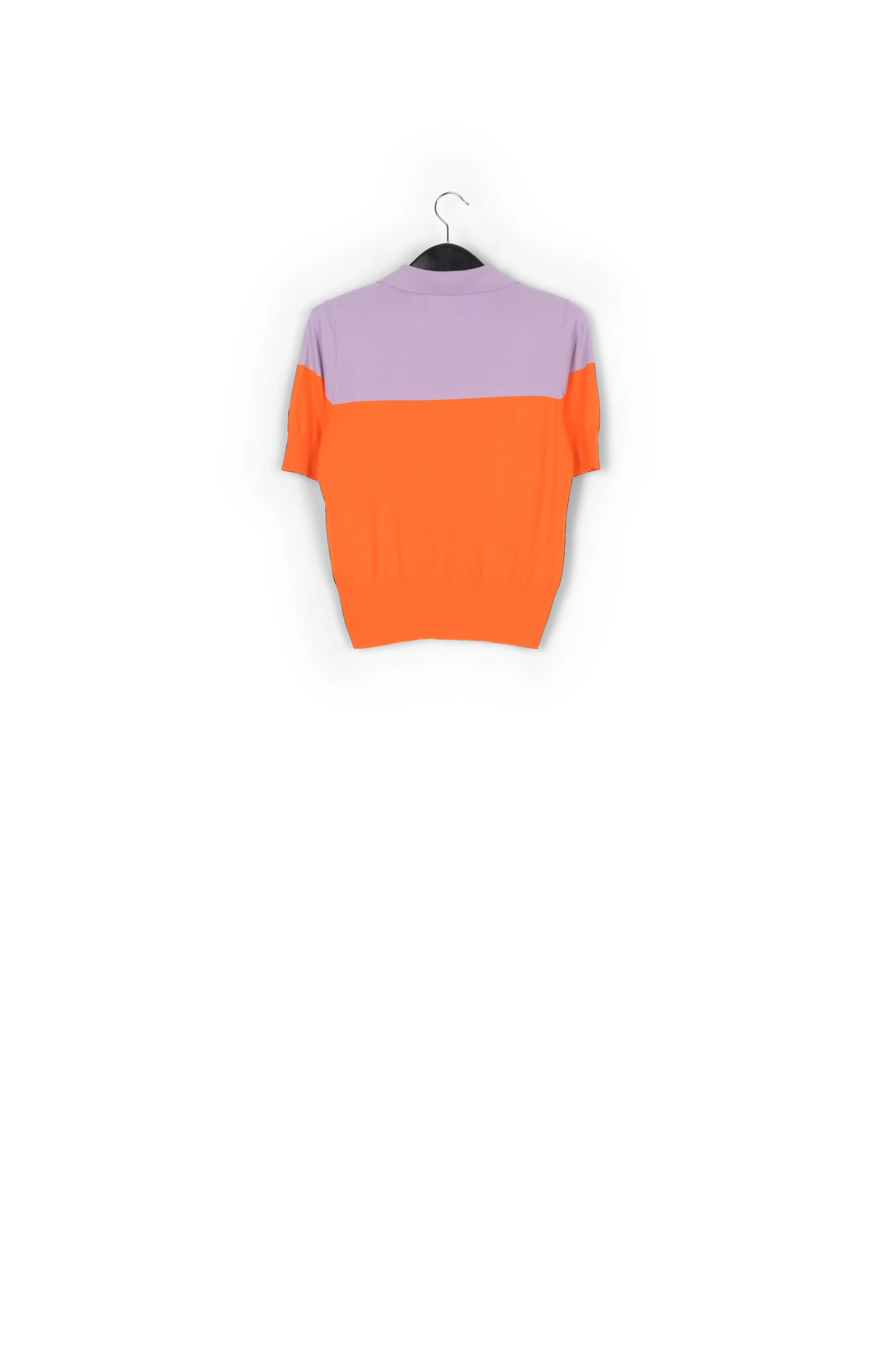 Orange and lilac knitted polo top