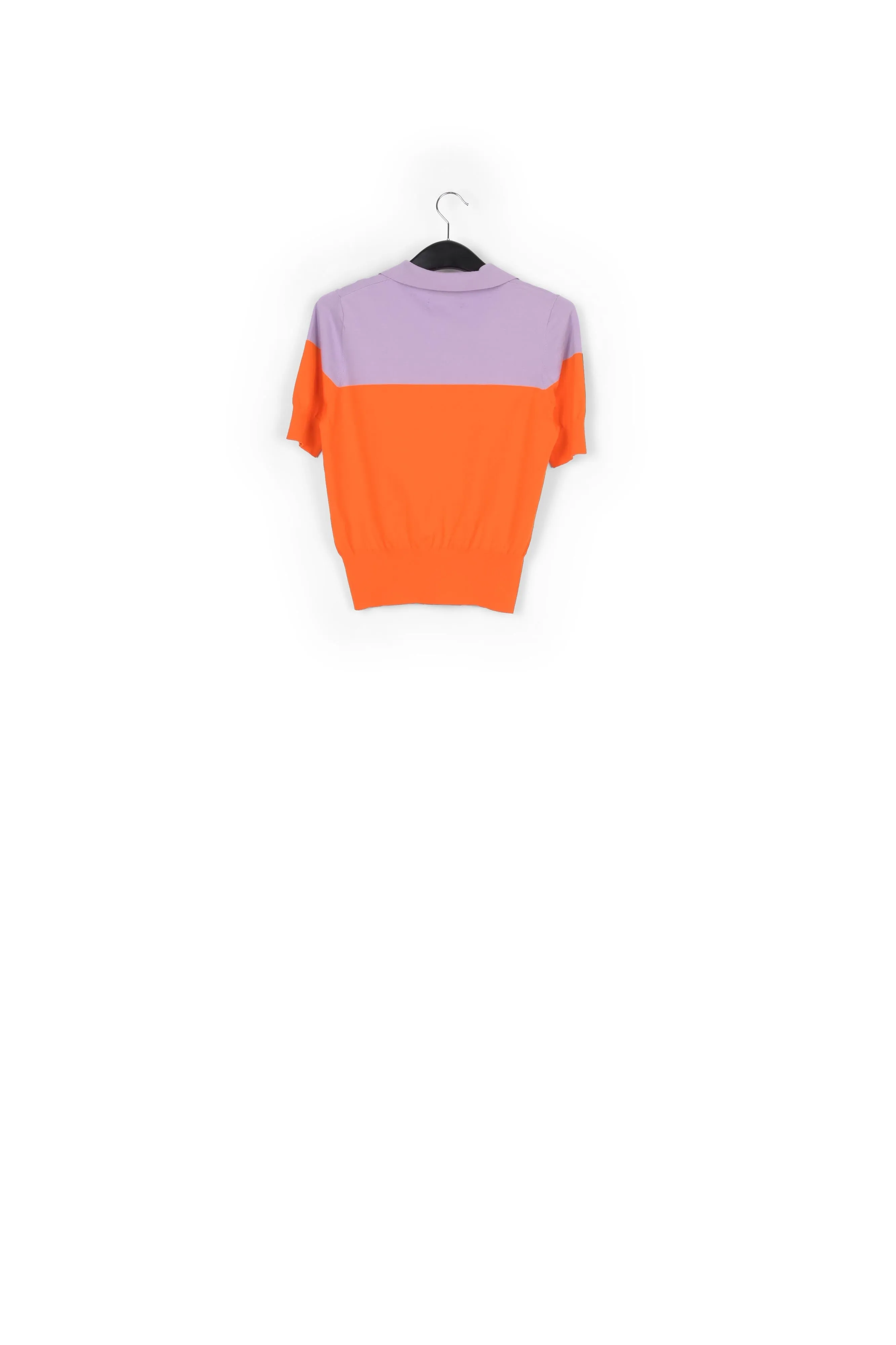 Orange and lilac knitted polo top