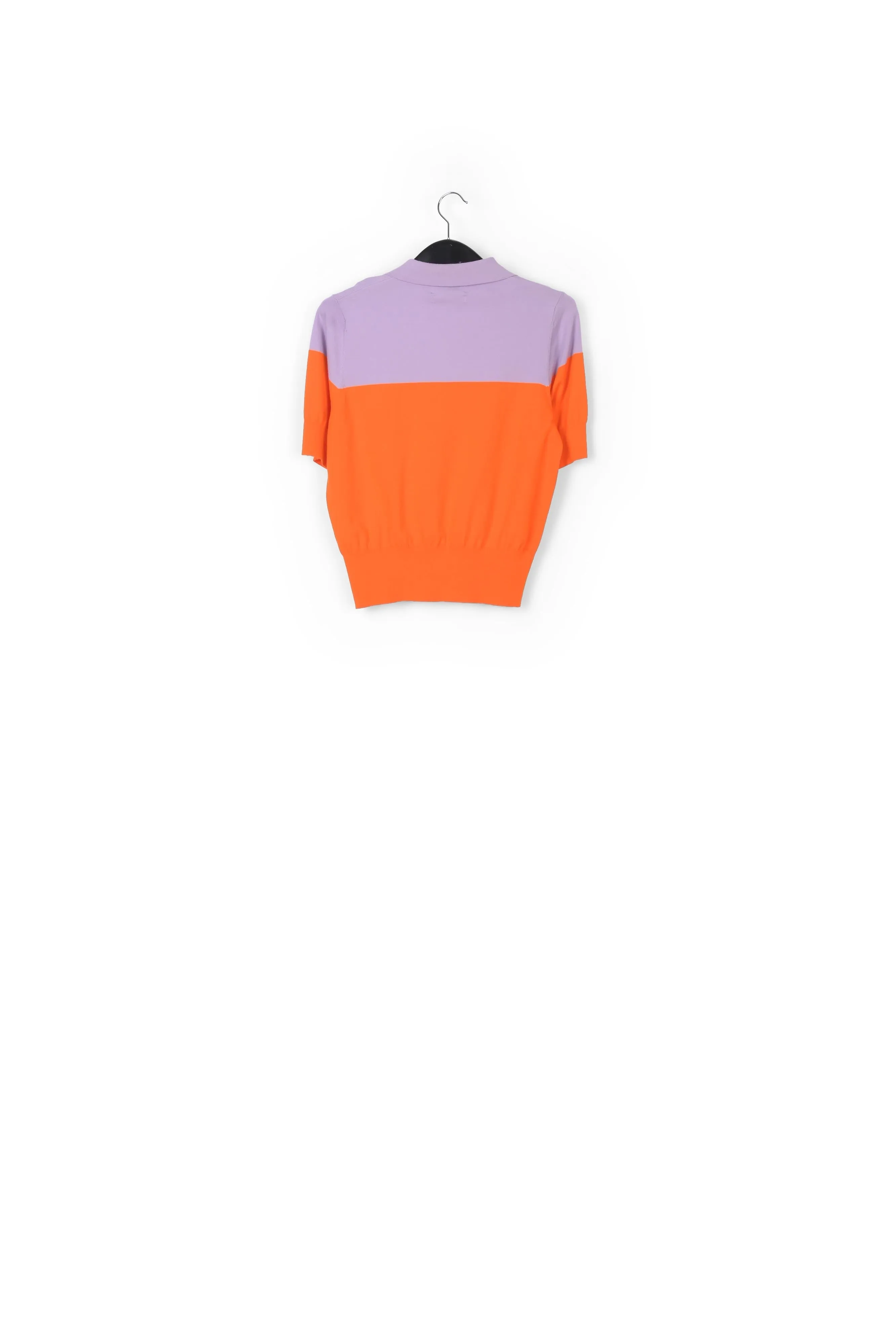 Orange and lilac knitted polo top