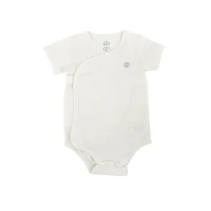 Organic Cotton Ribbed Kimono SS Onesie - White