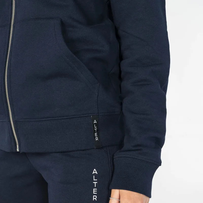 Organic Cotton Zip Up Hoodie | Navy