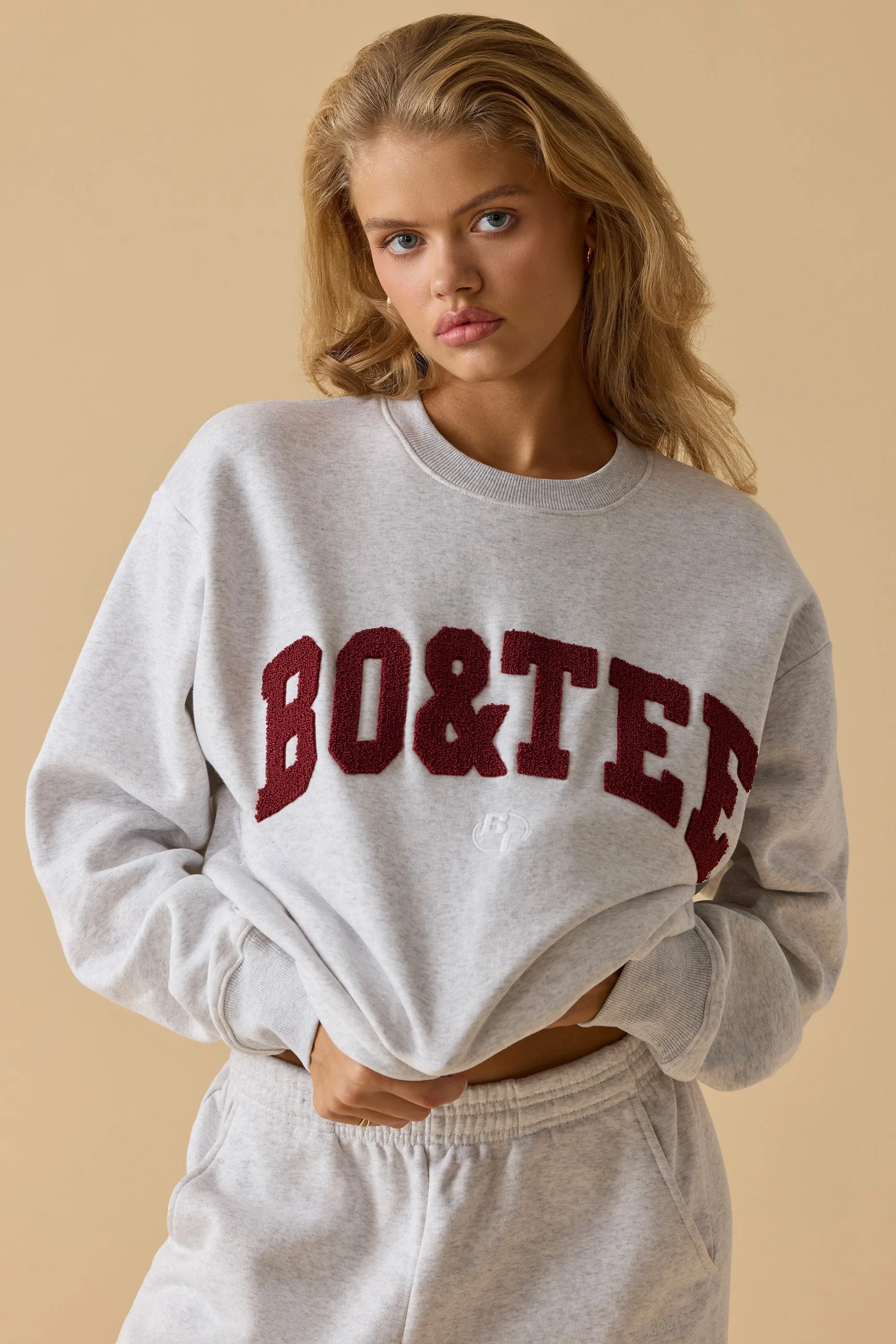 Oversized Crew Neck Sweatshirt in Heather Grey