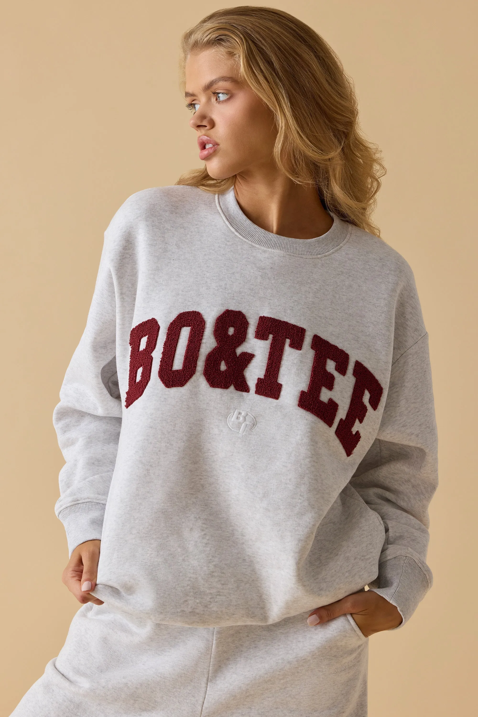 Oversized Crew Neck Sweatshirt in Heather Grey
