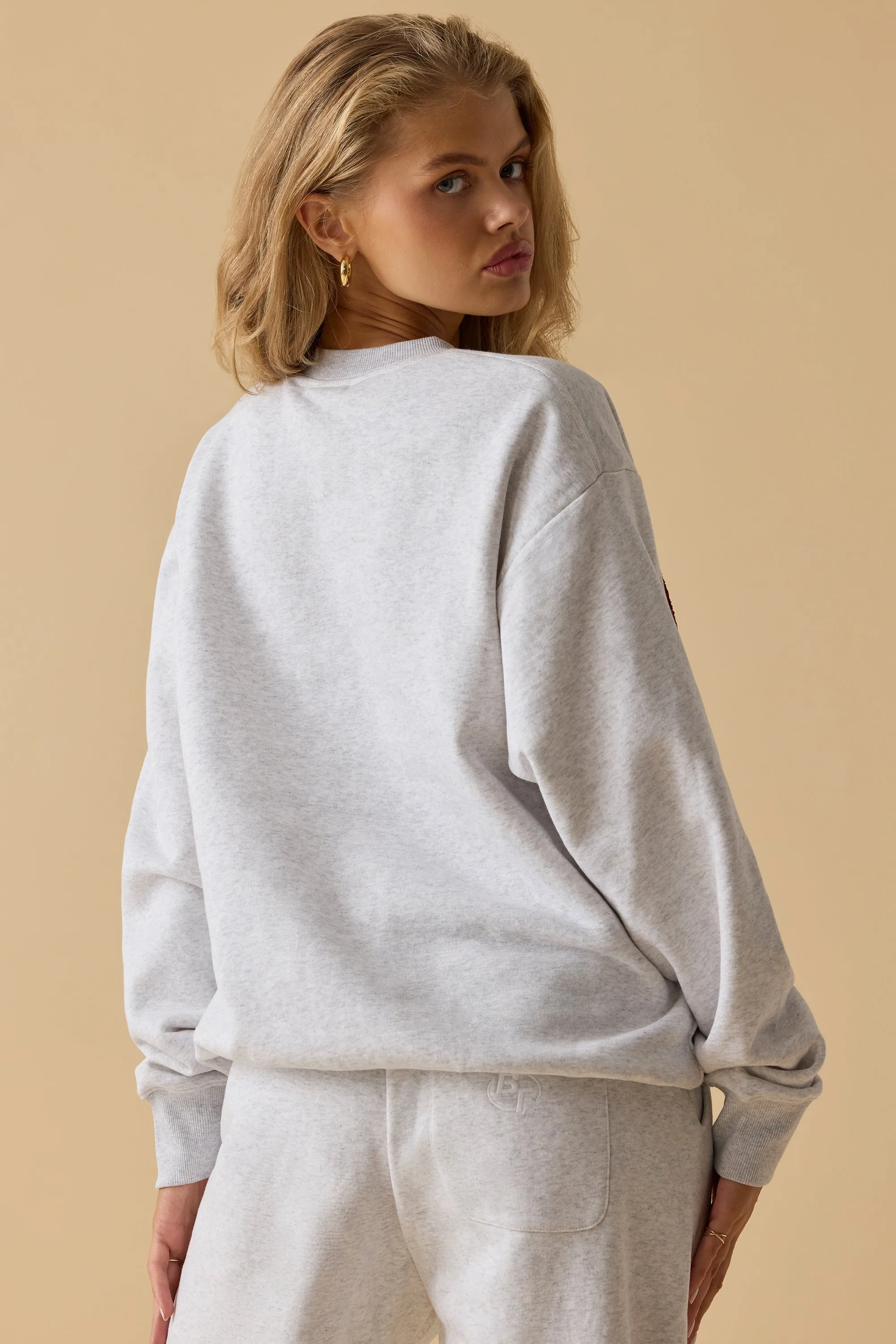 Oversized Crew Neck Sweatshirt in Heather Grey