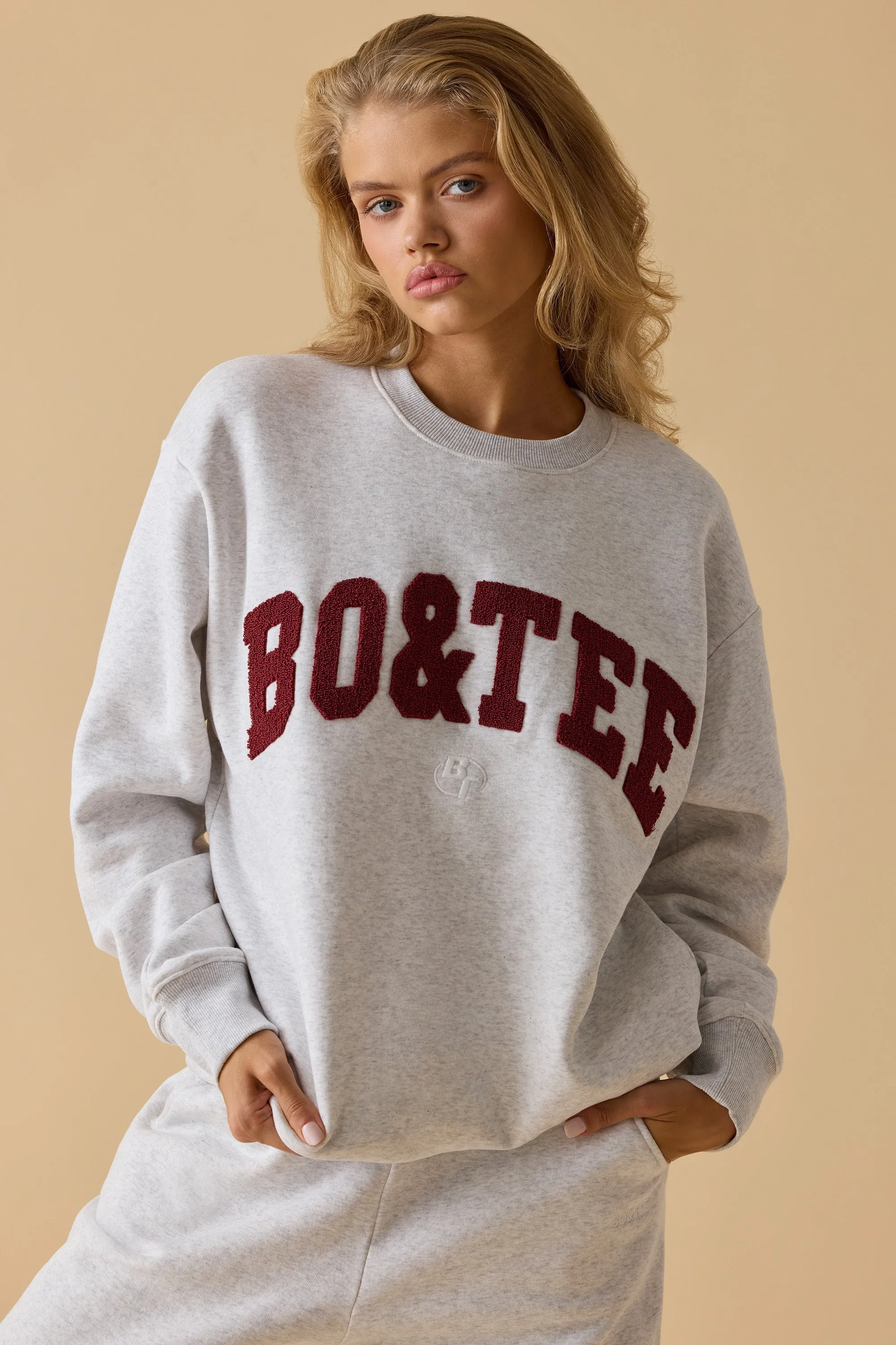 Oversized Crew Neck Sweatshirt in Heather Grey