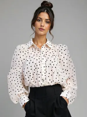 Oversized Poka Dot Button Down Shirt