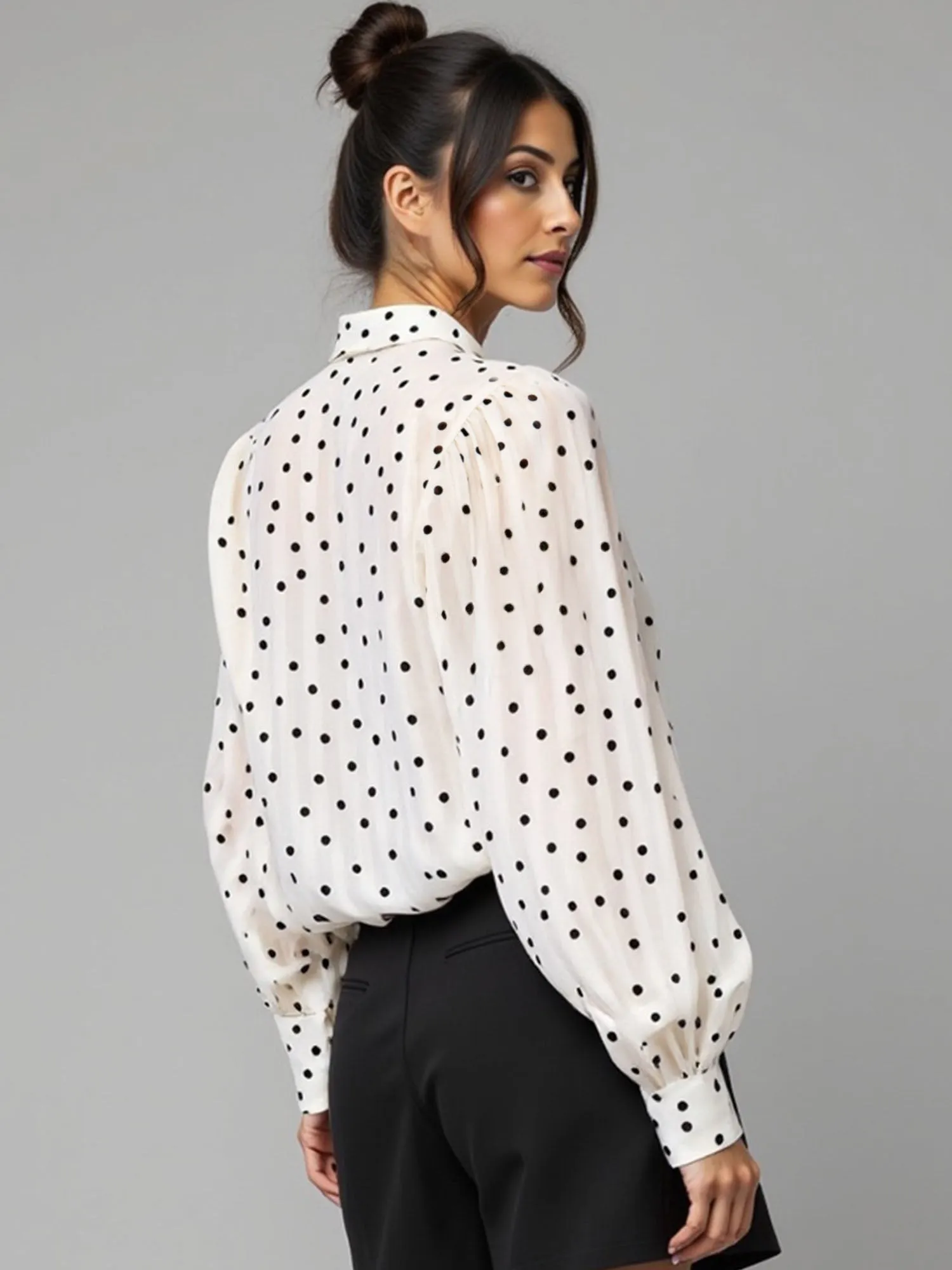 Oversized Poka Dot Button Down Shirt