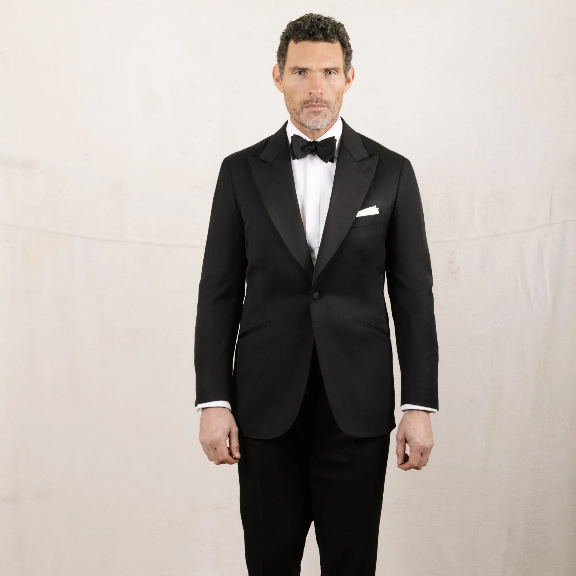 Peak Lapel Tuxedo in Black Barathea