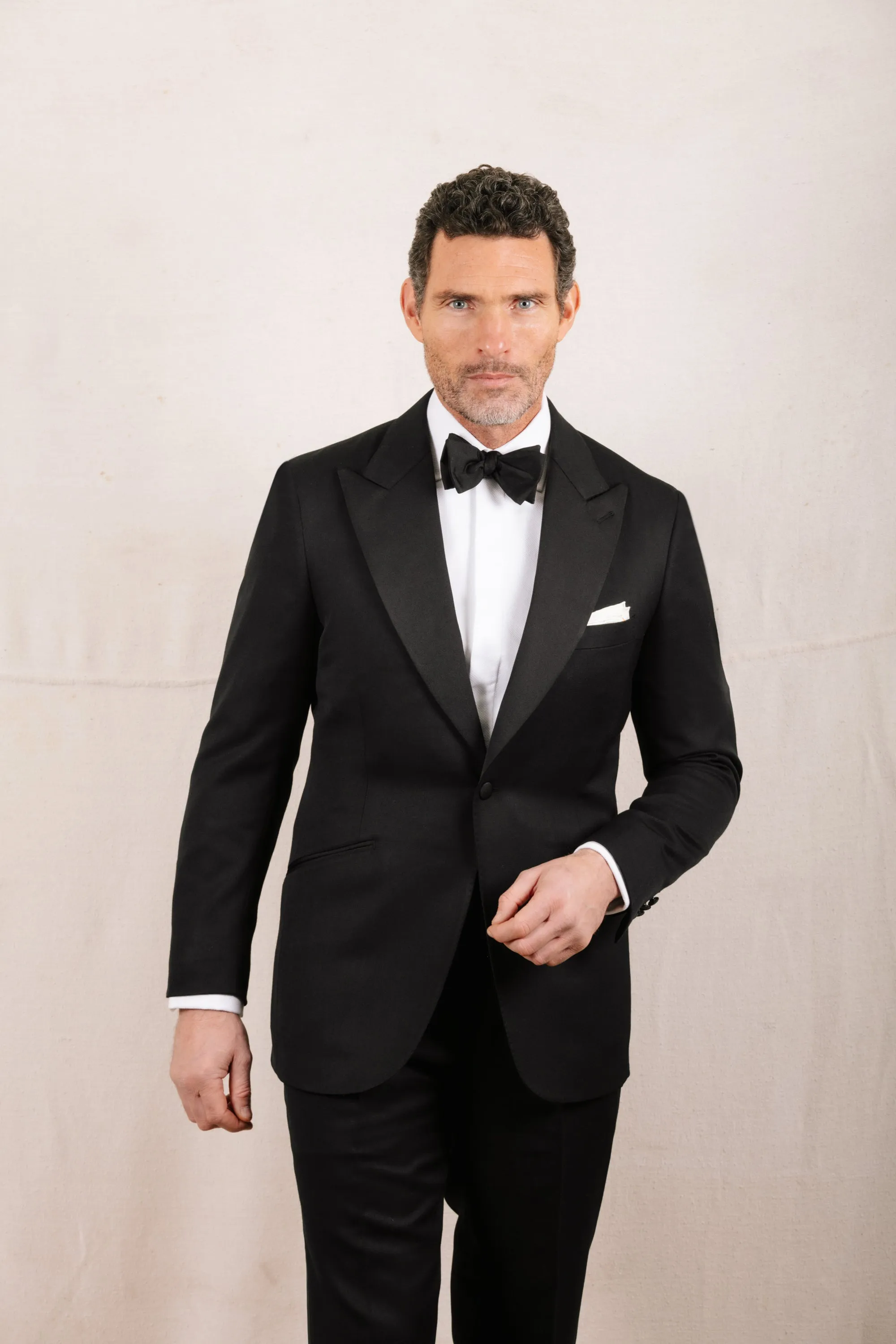 Peak Lapel Tuxedo in Black Barathea