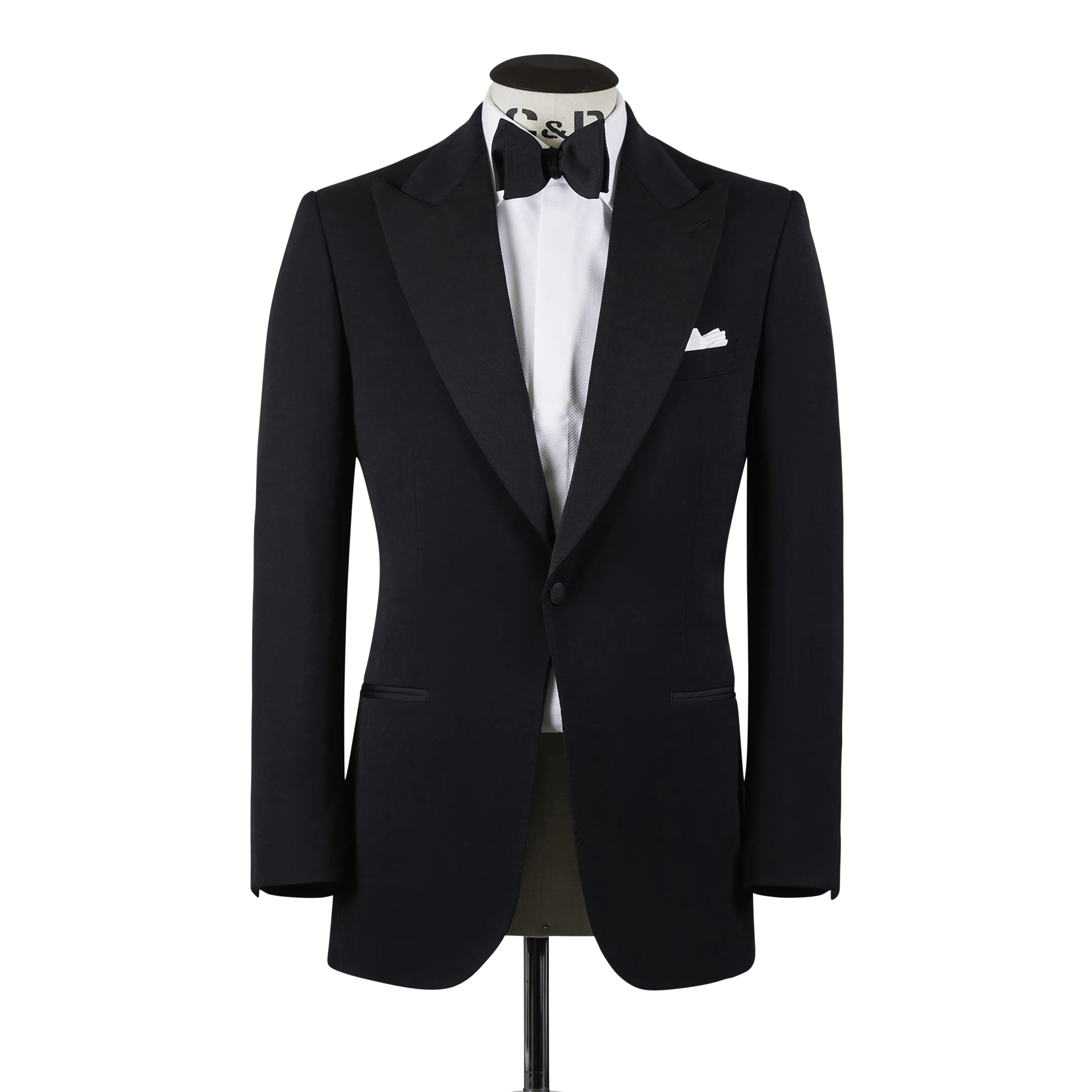Peak Lapel Tuxedo in Black Barathea