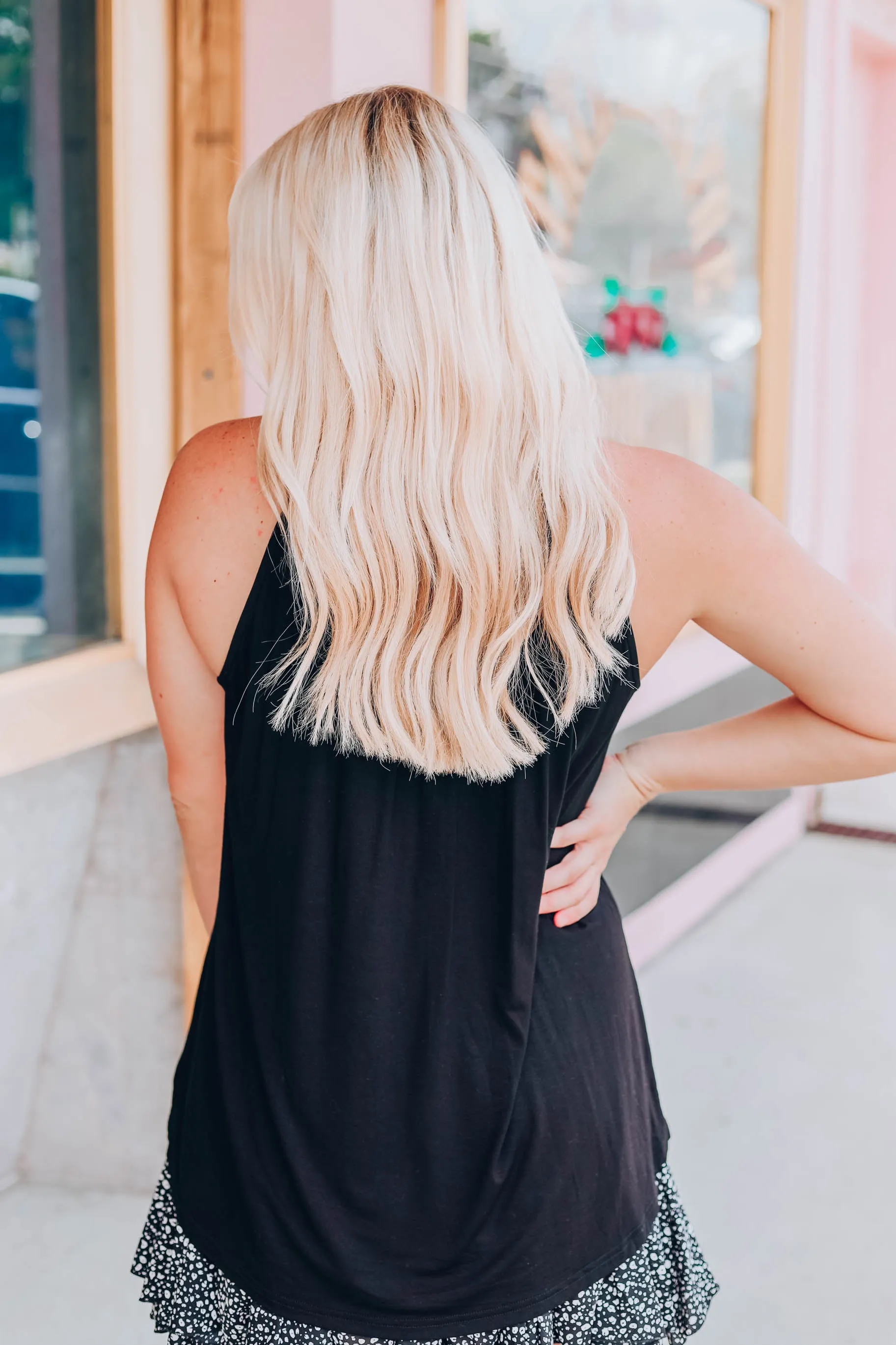 Peekaboo Sleeveless Top - Black