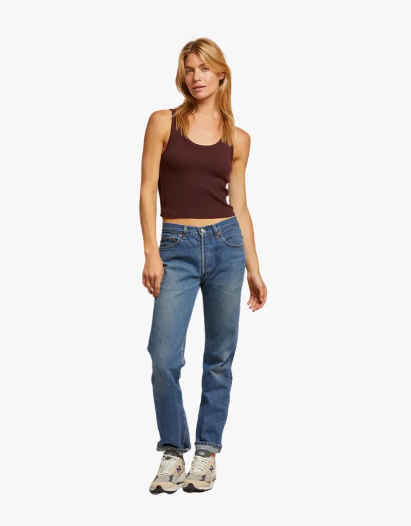 Perfect White Tee Blondie Structured Rib Bra Friendly Tank Top in Blackberry
