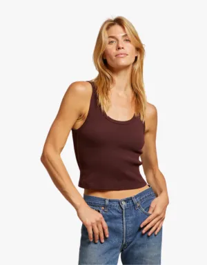 Perfect White Tee Blondie Structured Rib Bra Friendly Tank Top in Blackberry