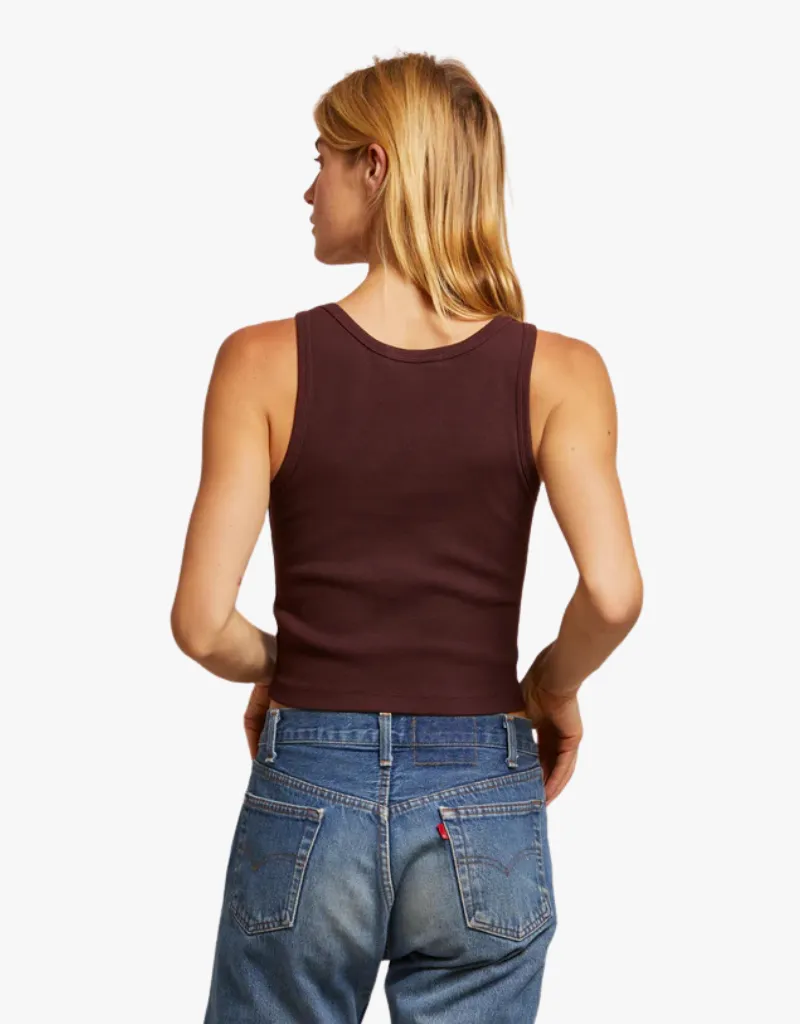 Perfect White Tee Blondie Structured Rib Bra Friendly Tank Top in Blackberry