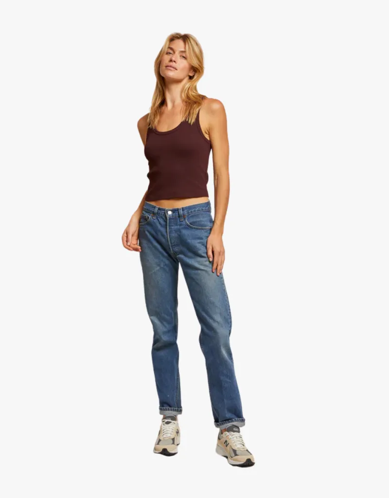 Perfect White Tee Blondie Structured Rib Bra Friendly Tank Top in Blackberry