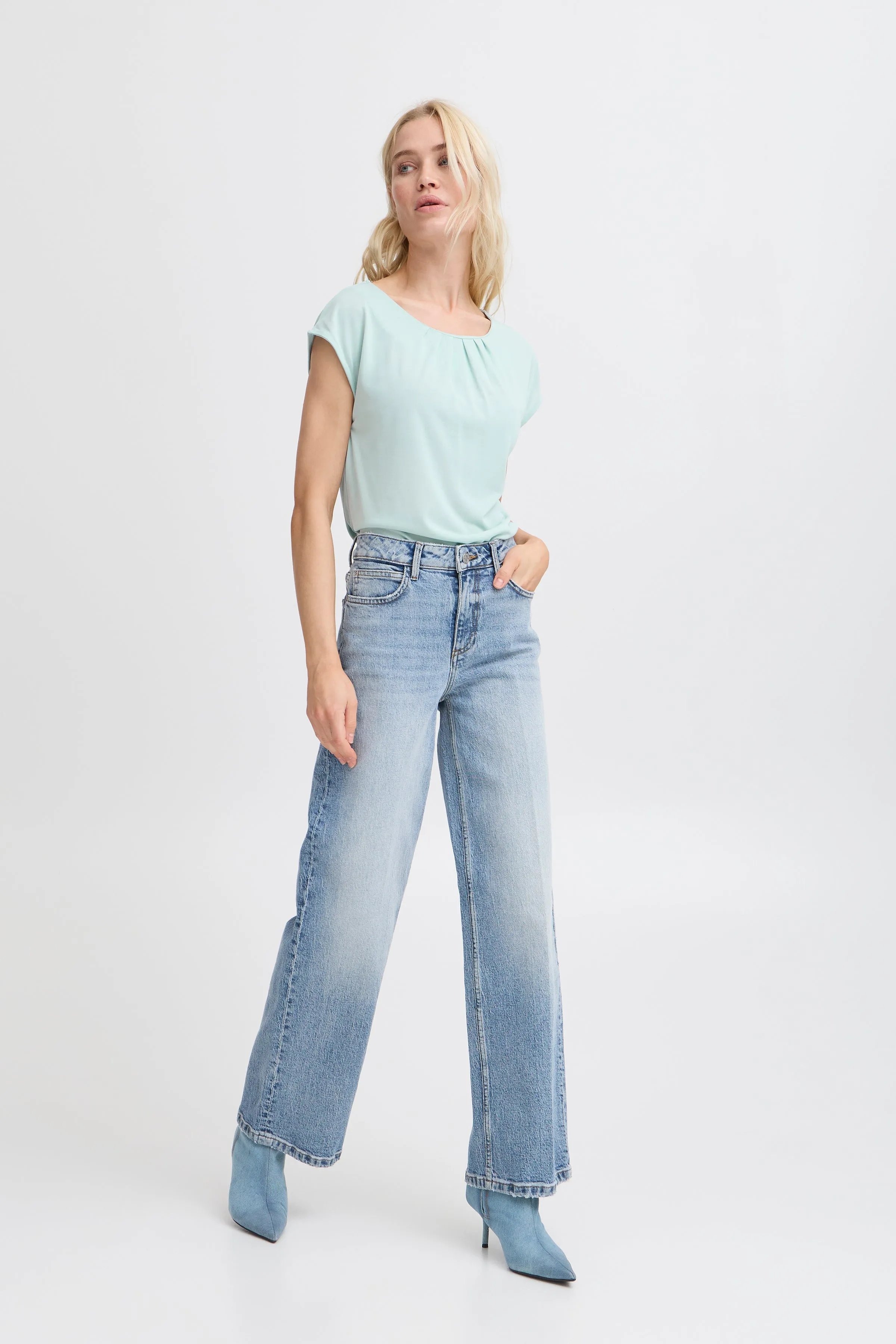Perl Pleat Tee | Blue Haze