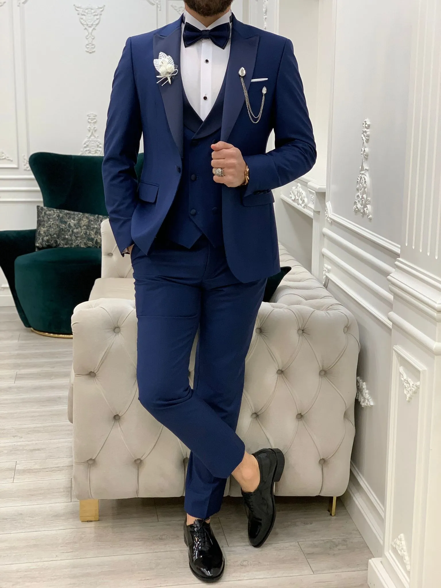 Perris Indigo Slim Fit Tuxedo - The Ultimate Formalwear Statement