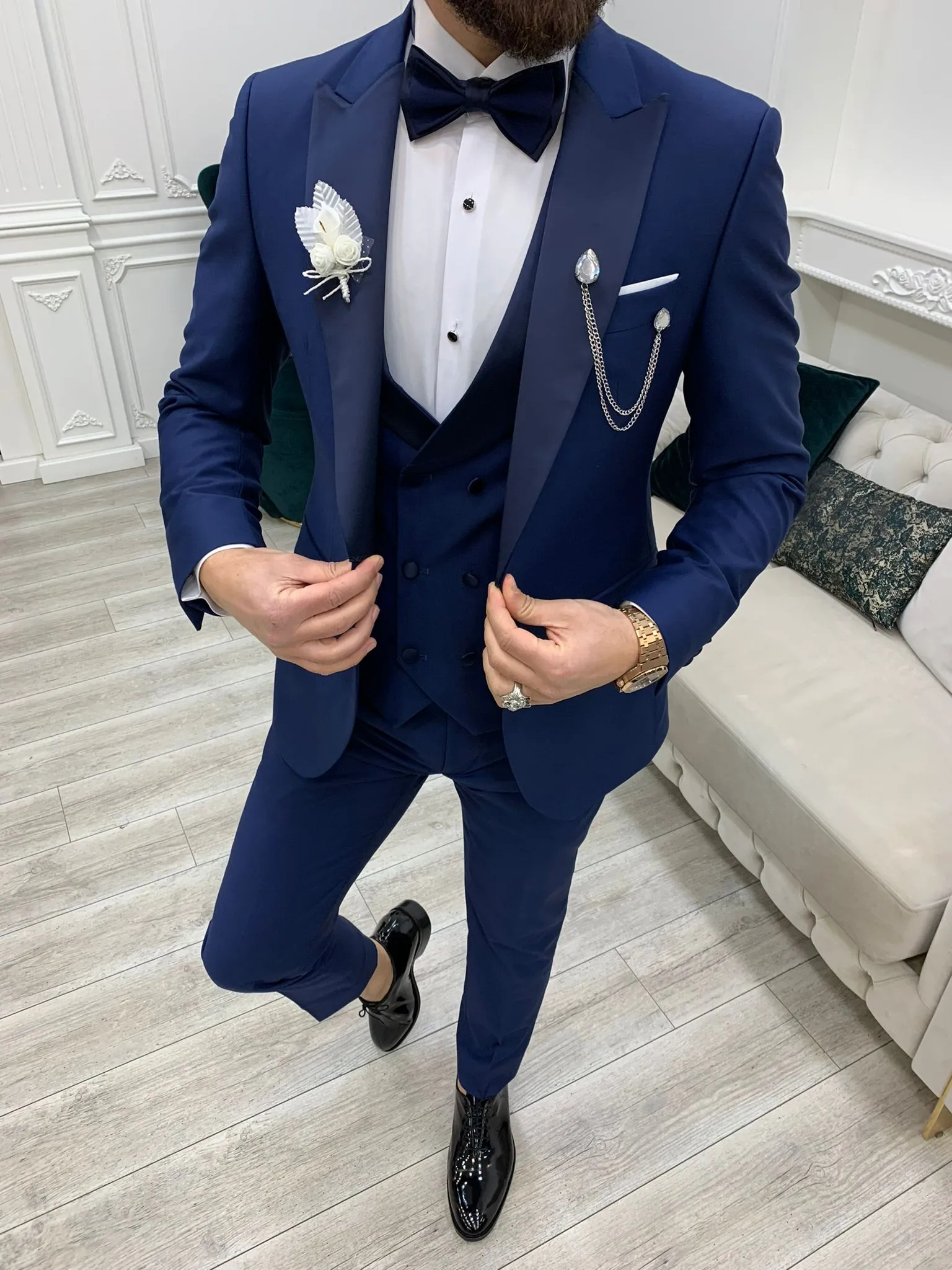Perris Indigo Slim Fit Tuxedo - The Ultimate Formalwear Statement
