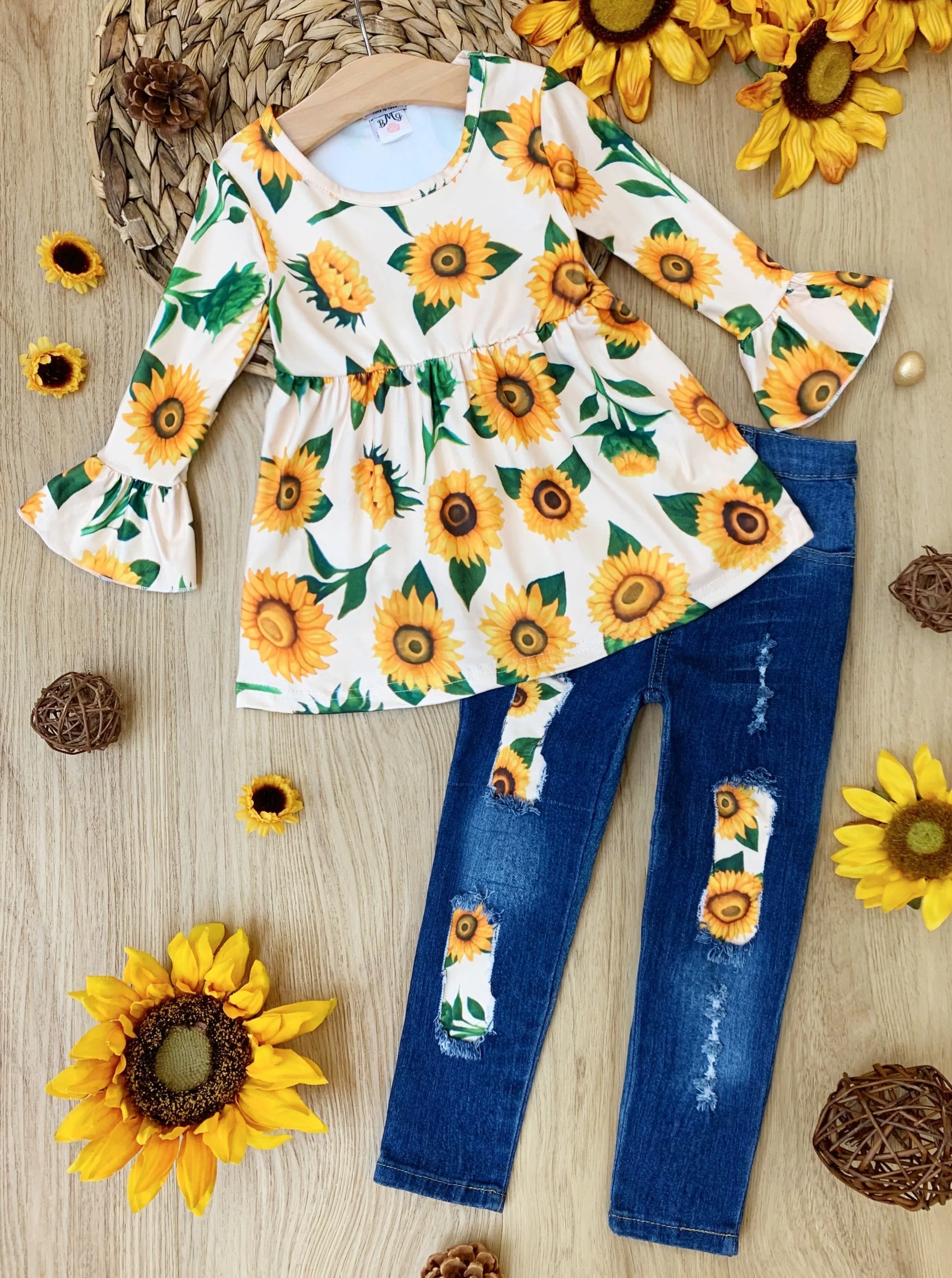 Picked For You Patched Jeans Set