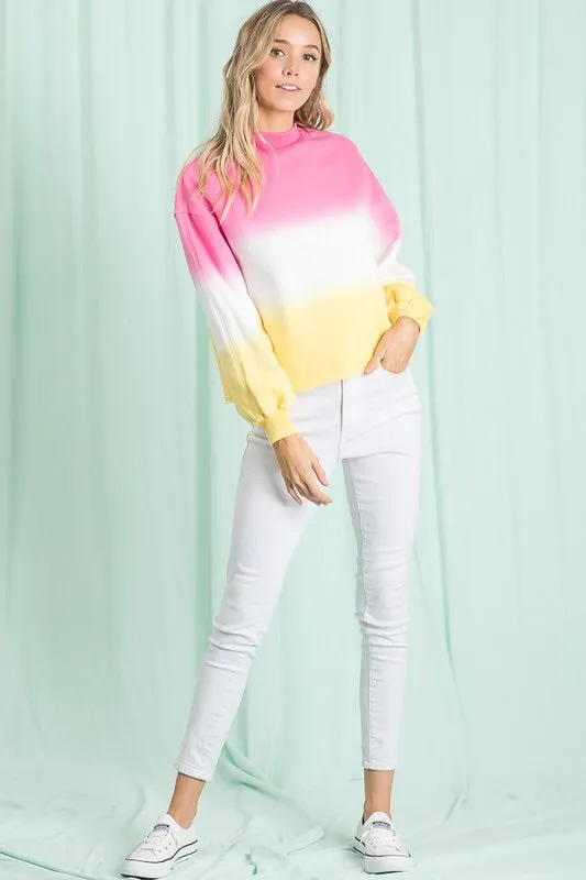 Pink & Yellow Dip Dyed Top