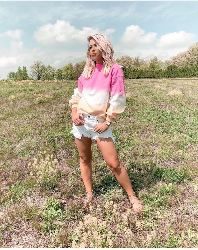Pink & Yellow Dip Dyed Top