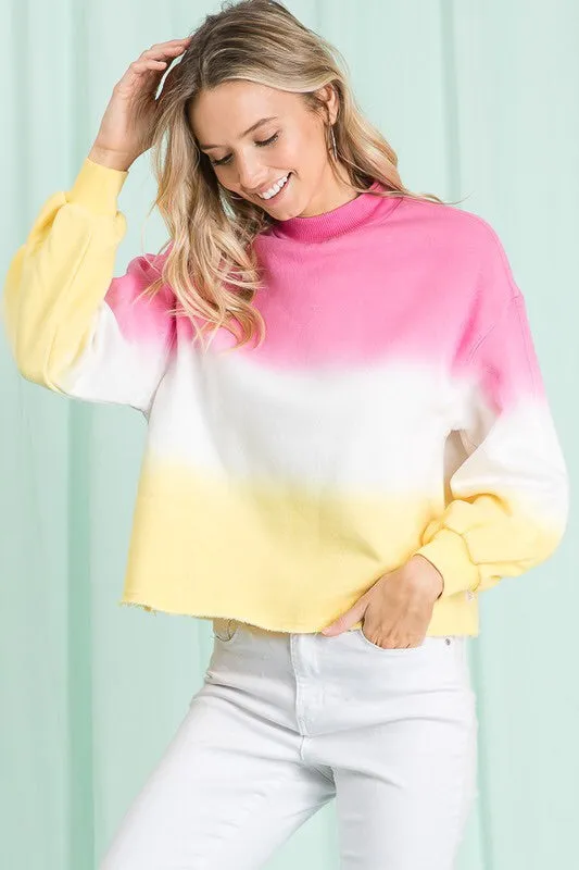 Pink & Yellow Dip Dyed Top