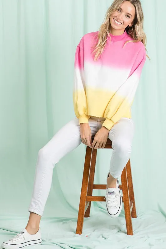 Pink & Yellow Dip Dyed Top