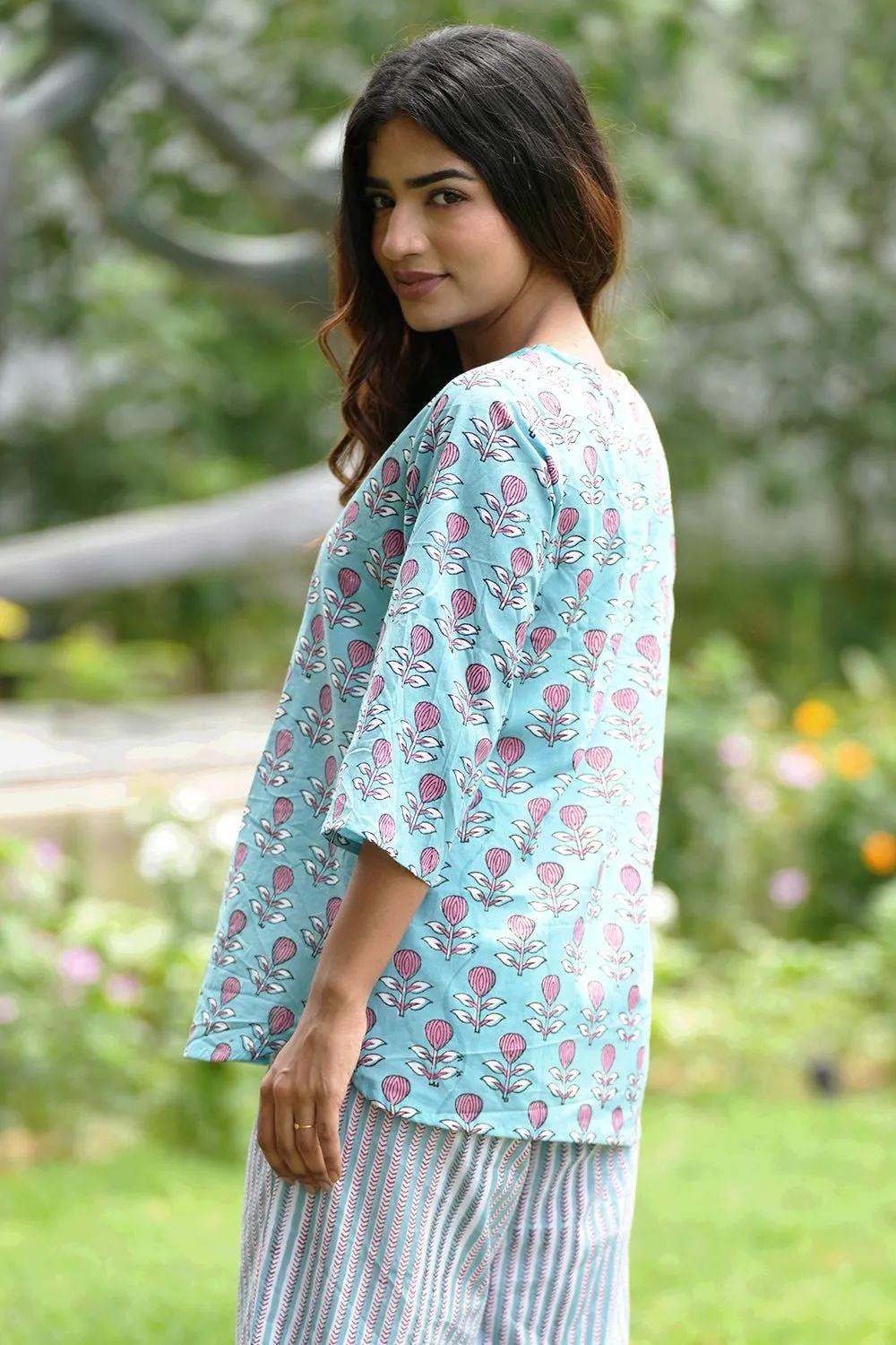 Pink Lemonade Sea Block Printed Night suit