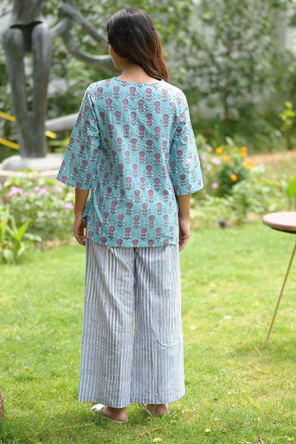 Pink Lemonade Sea Block Printed Night suit