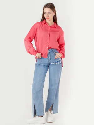 Pink Solid Regular Shirt