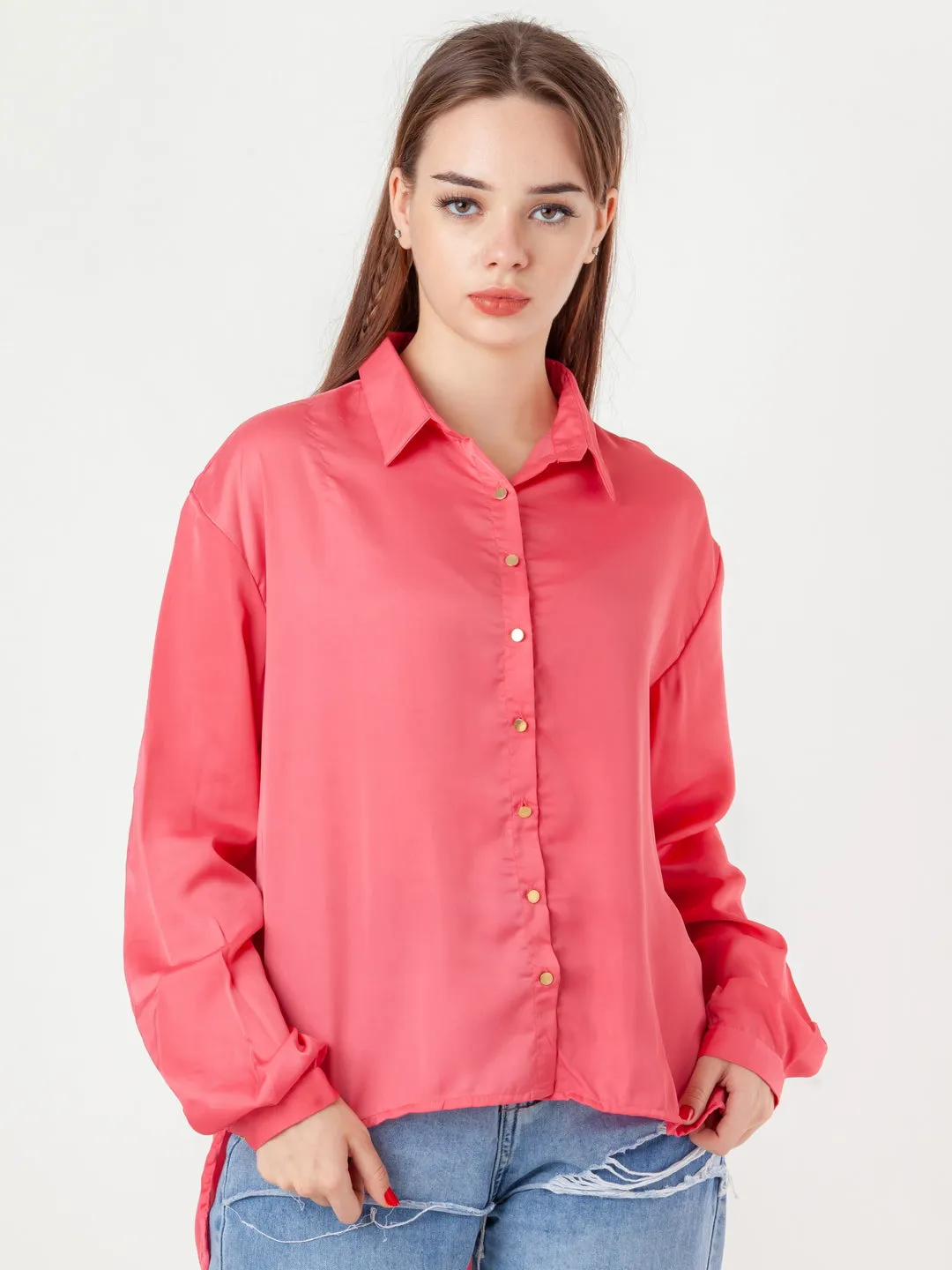Pink Solid Regular Shirt