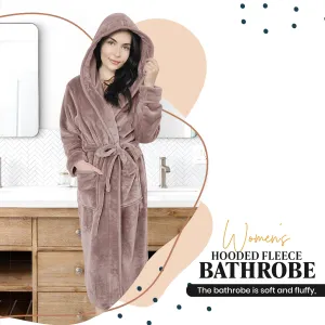 Plush Fleece Hooded Long Sleeve Spa Bathrobe