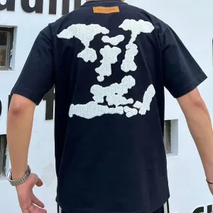 Premium Quality  Big Patched Logo  Black Drop Shoulder Tee