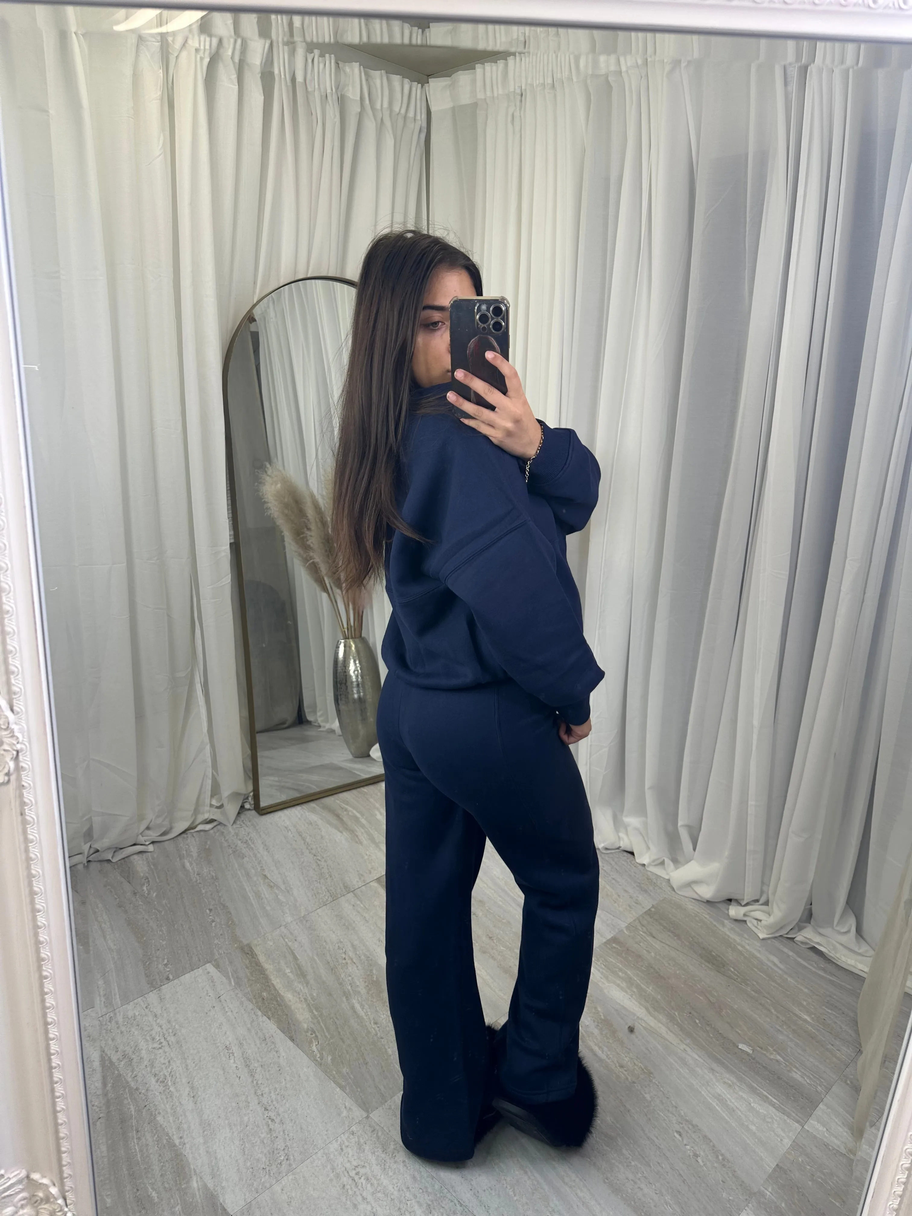 Premium wide leg zipped bomber jacket top loungewear set