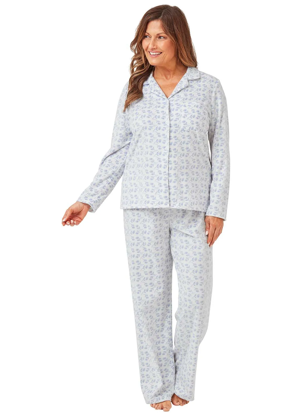 Printed Fleece Pyjama - Blue