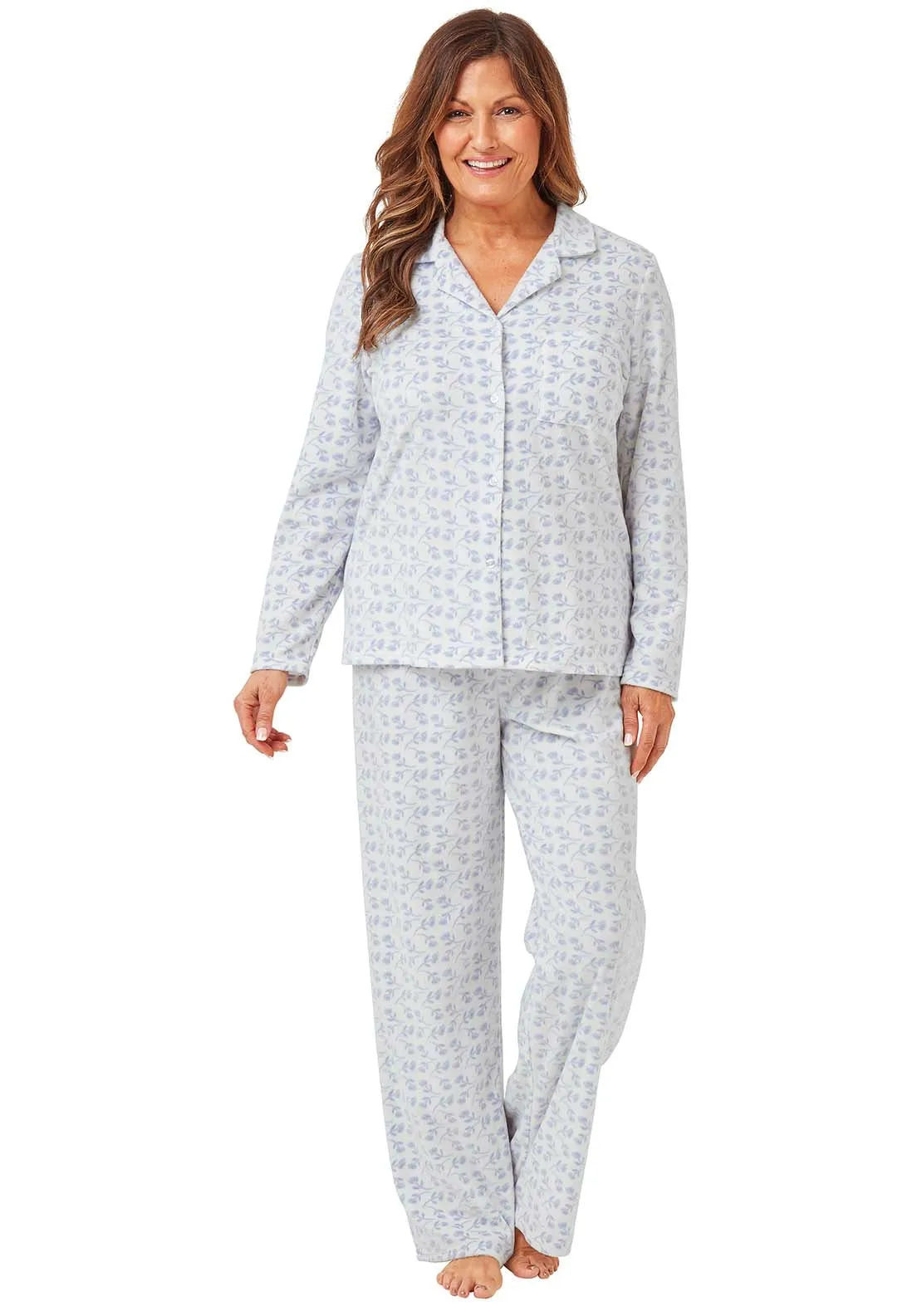 Printed Fleece Pyjama - Blue