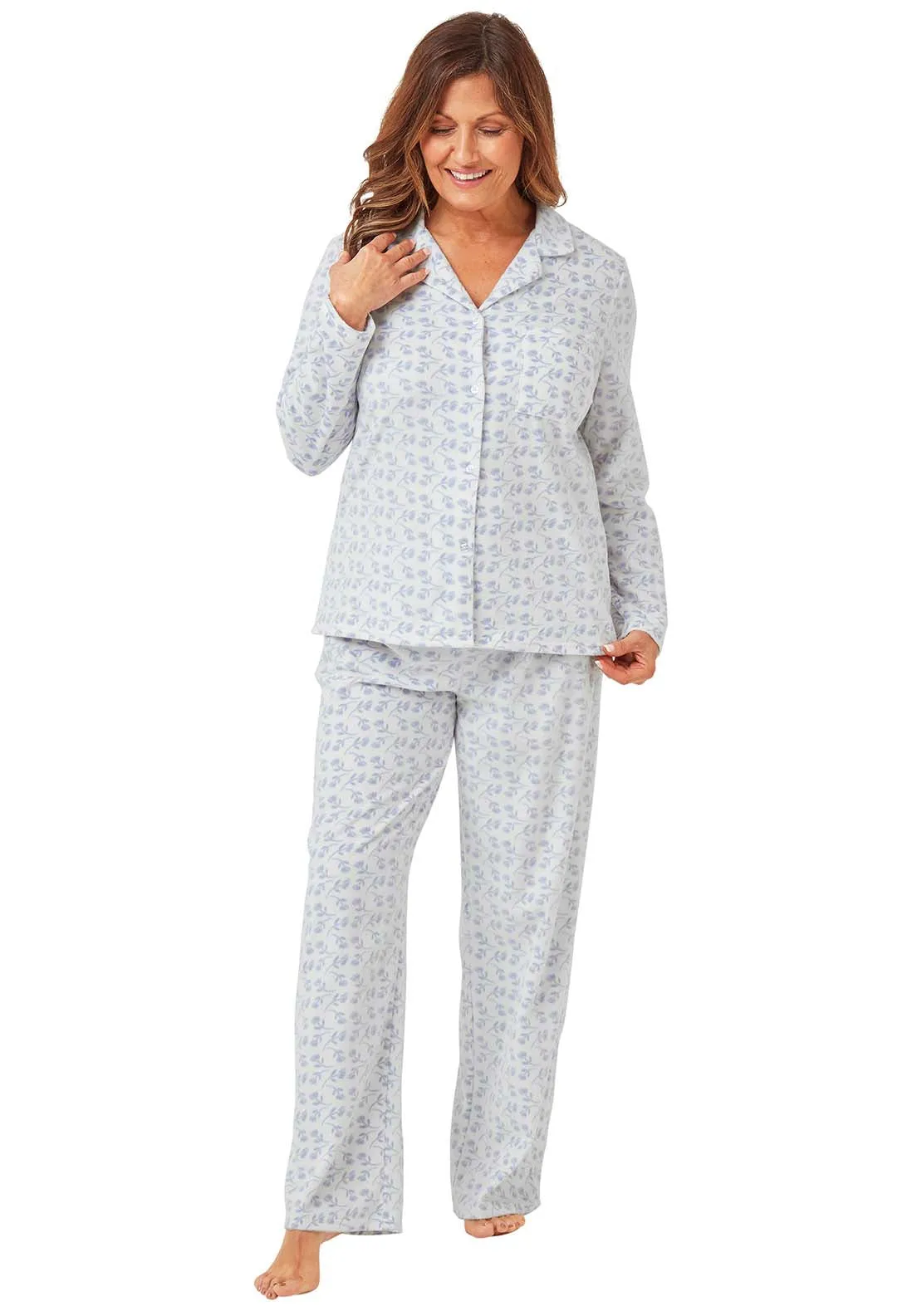 Printed Fleece Pyjama - Blue