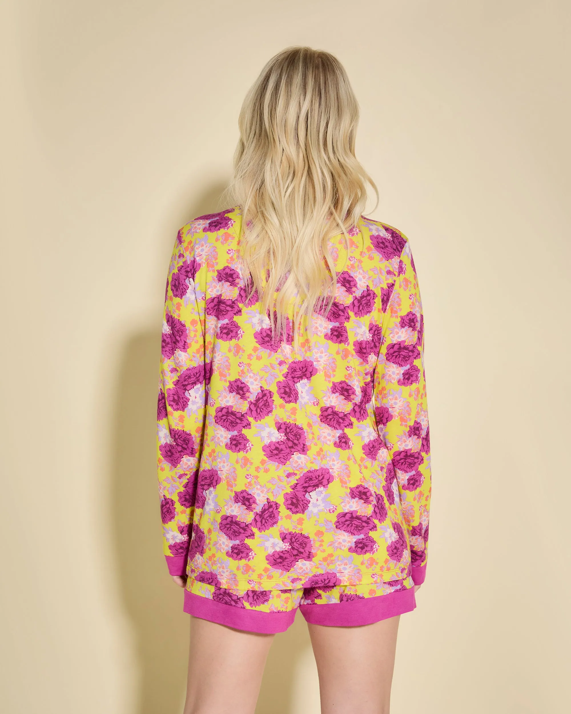 Printed Long Sleeve Top & Boxer Pajama Set