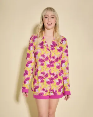 Printed Long Sleeve Top & Boxer Pajama Set