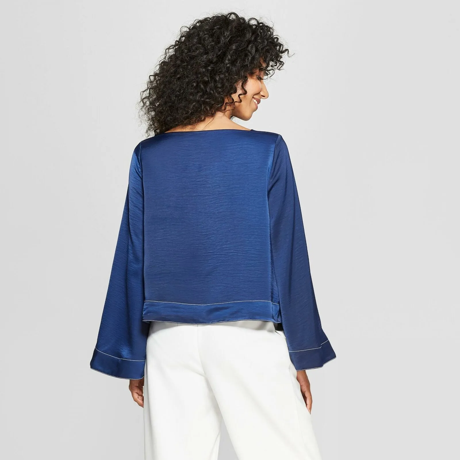 Prologue Women's Long Wide Sleeve Square Neck Blouse Shirt Top