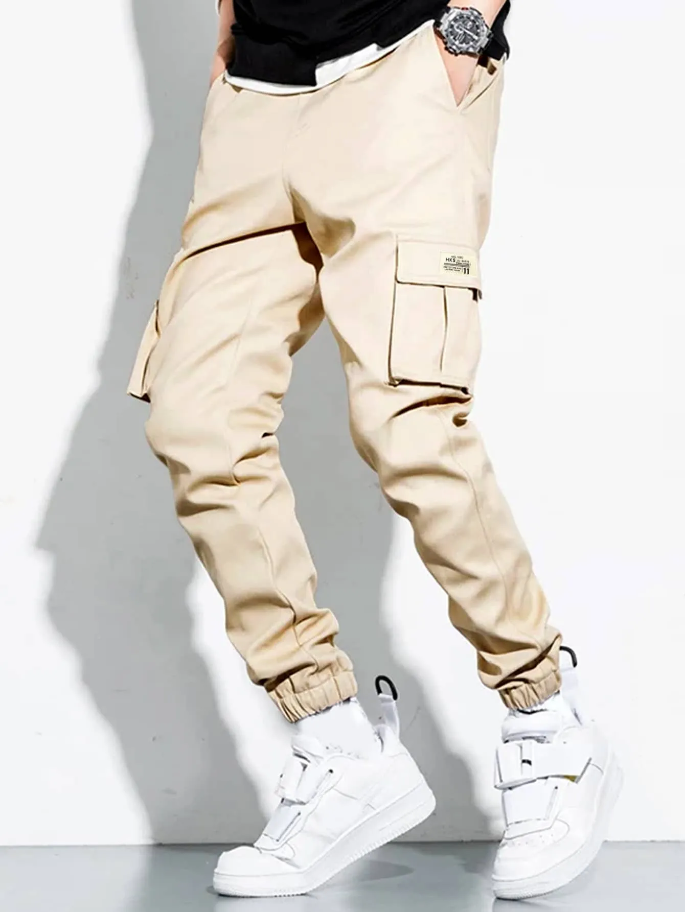QA Homme Loose Fit Men's Drawstring Waist Jogger Pants
