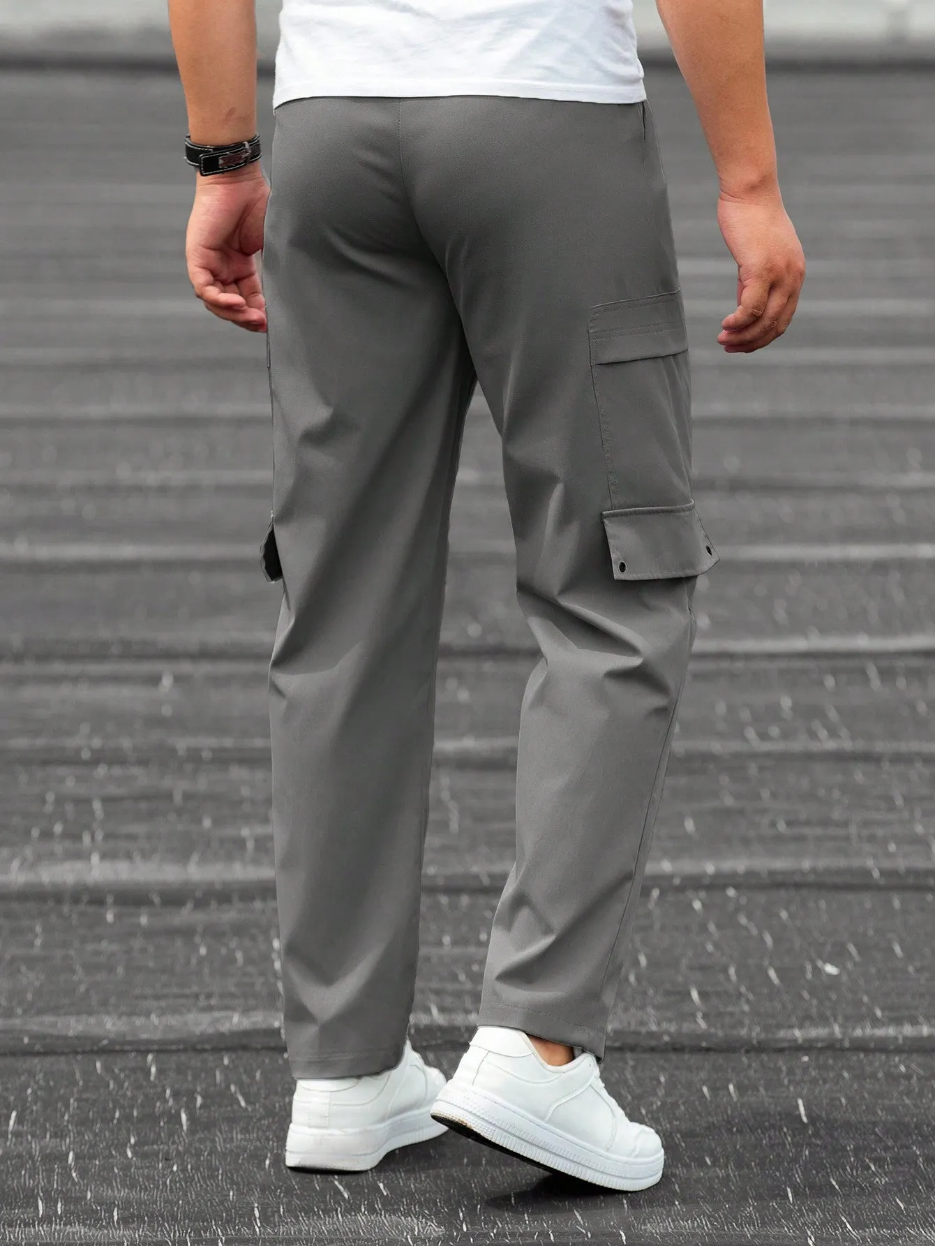 QA Homme Men's Drawstring Waist Cargo Pants With Slant Pockets