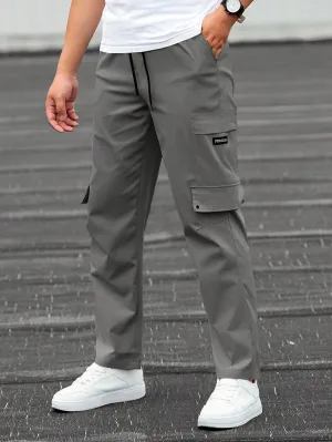 QA Homme Men's Drawstring Waist Cargo Pants With Slant Pockets
