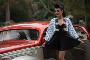 "Black & White Kanji" Kimono Shrug