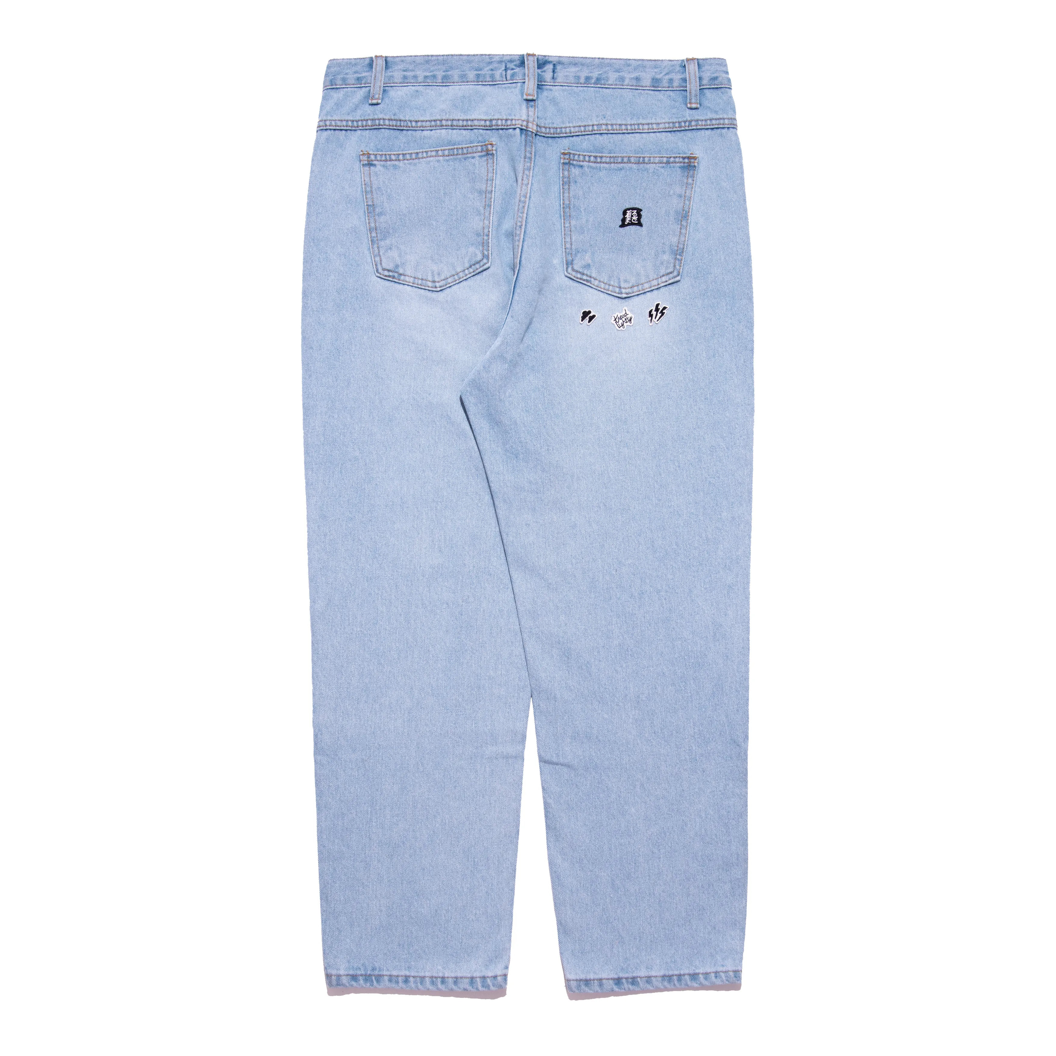 "Tread Lightly Faux Boro" - Tapered Light Denim