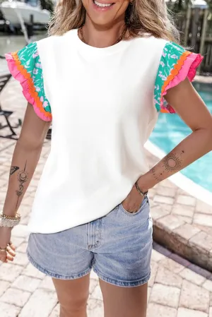 Rae Round Neck Cap Sleeve Blouse