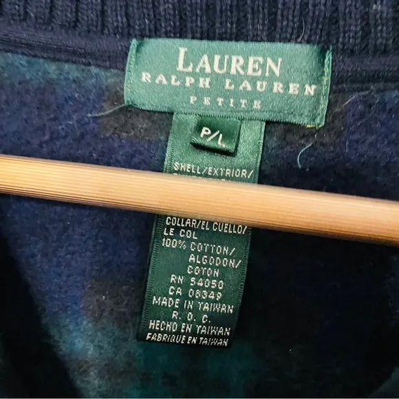 Ralph Lauren Fleece Plaid Pullover Half Zip Jacket