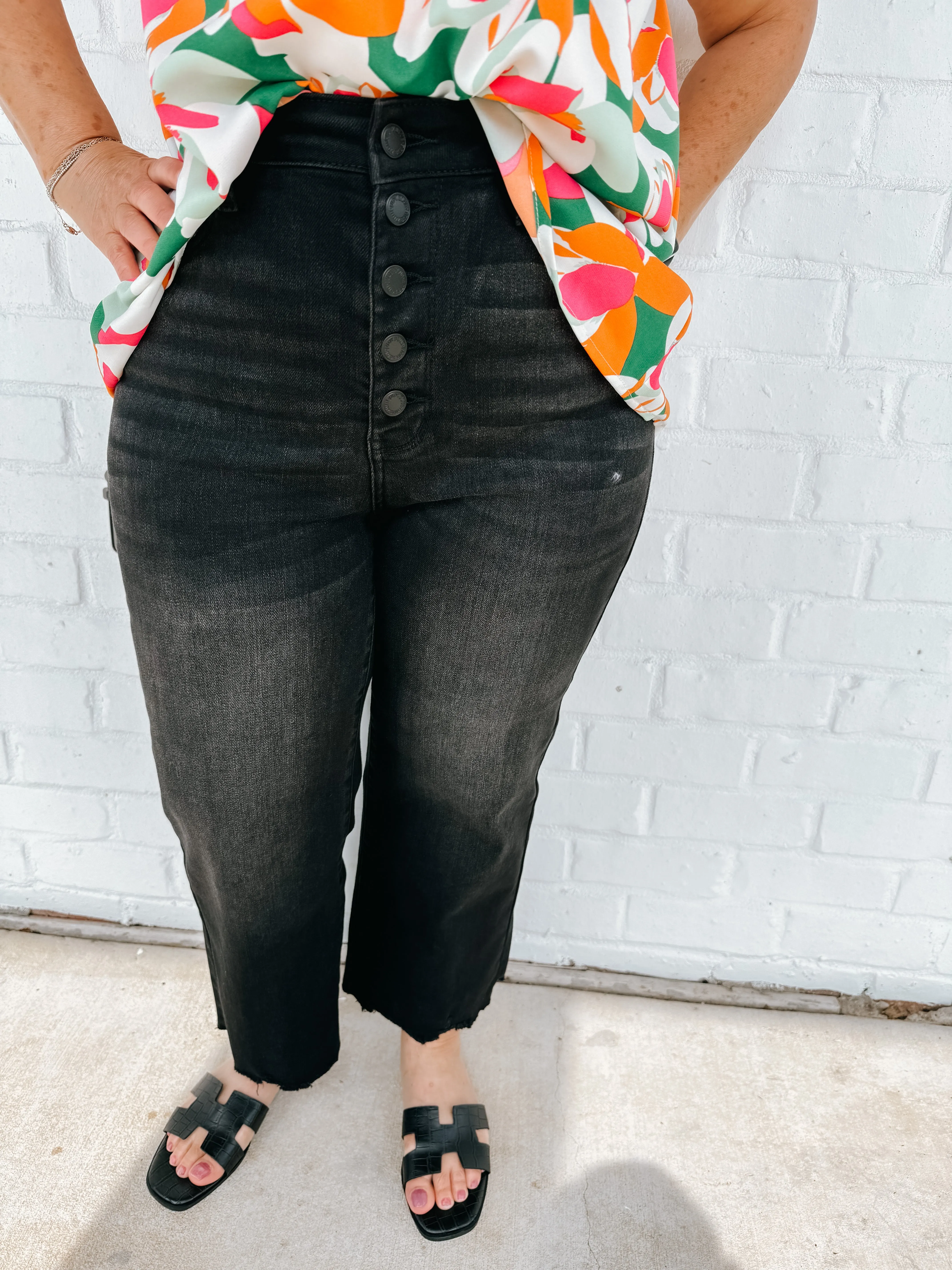 Raw Hem Wide Leg Jean