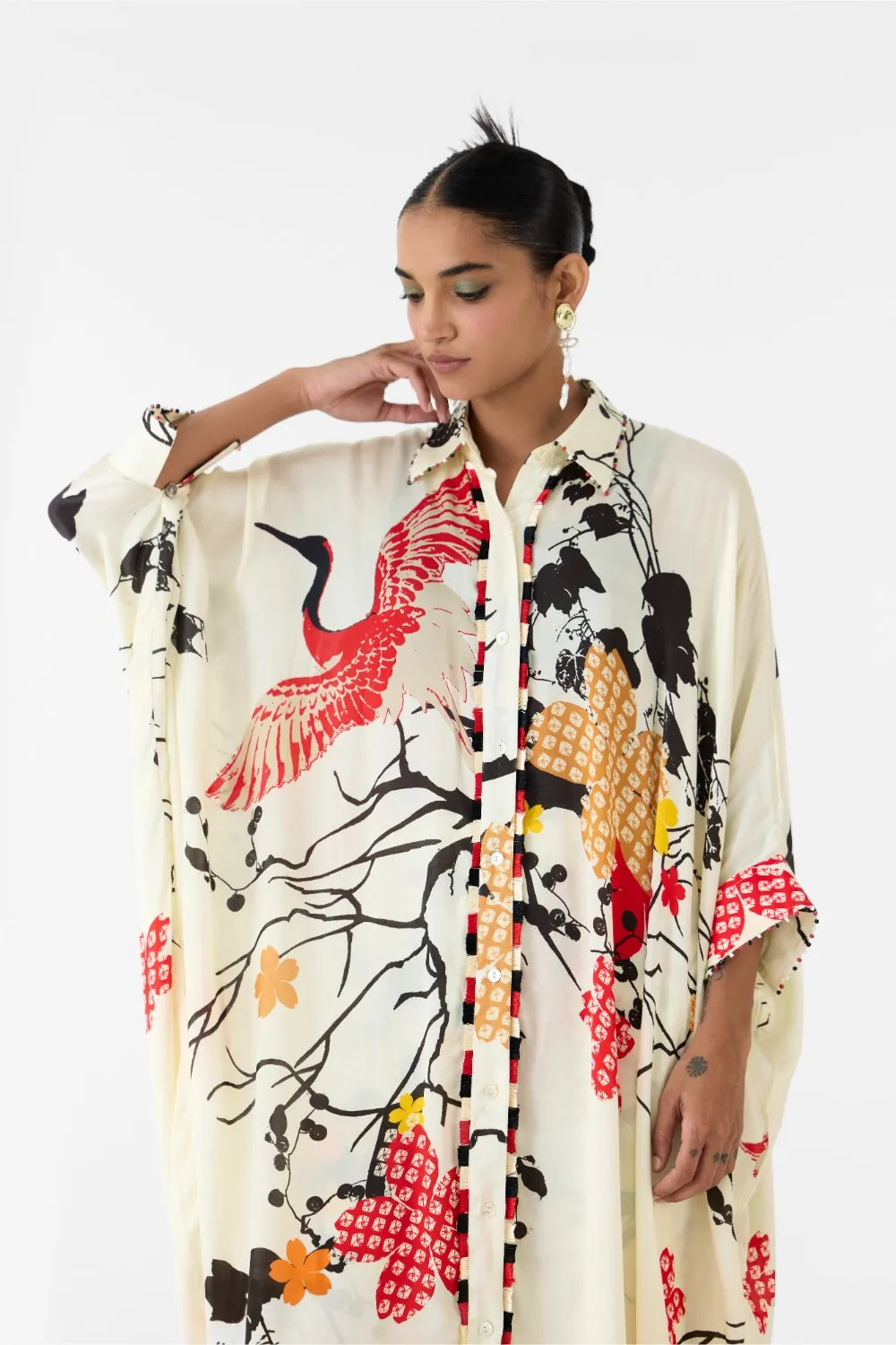 RED CRANE  KIMONO & PANTS CO-ORD