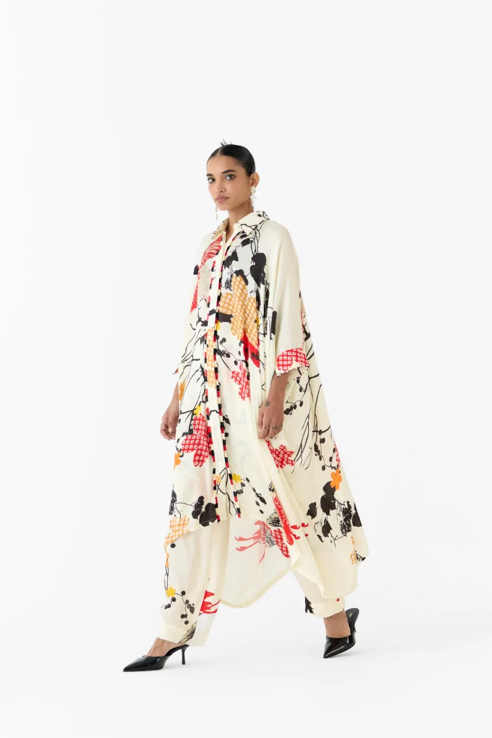 RED CRANE  KIMONO & PANTS CO-ORD